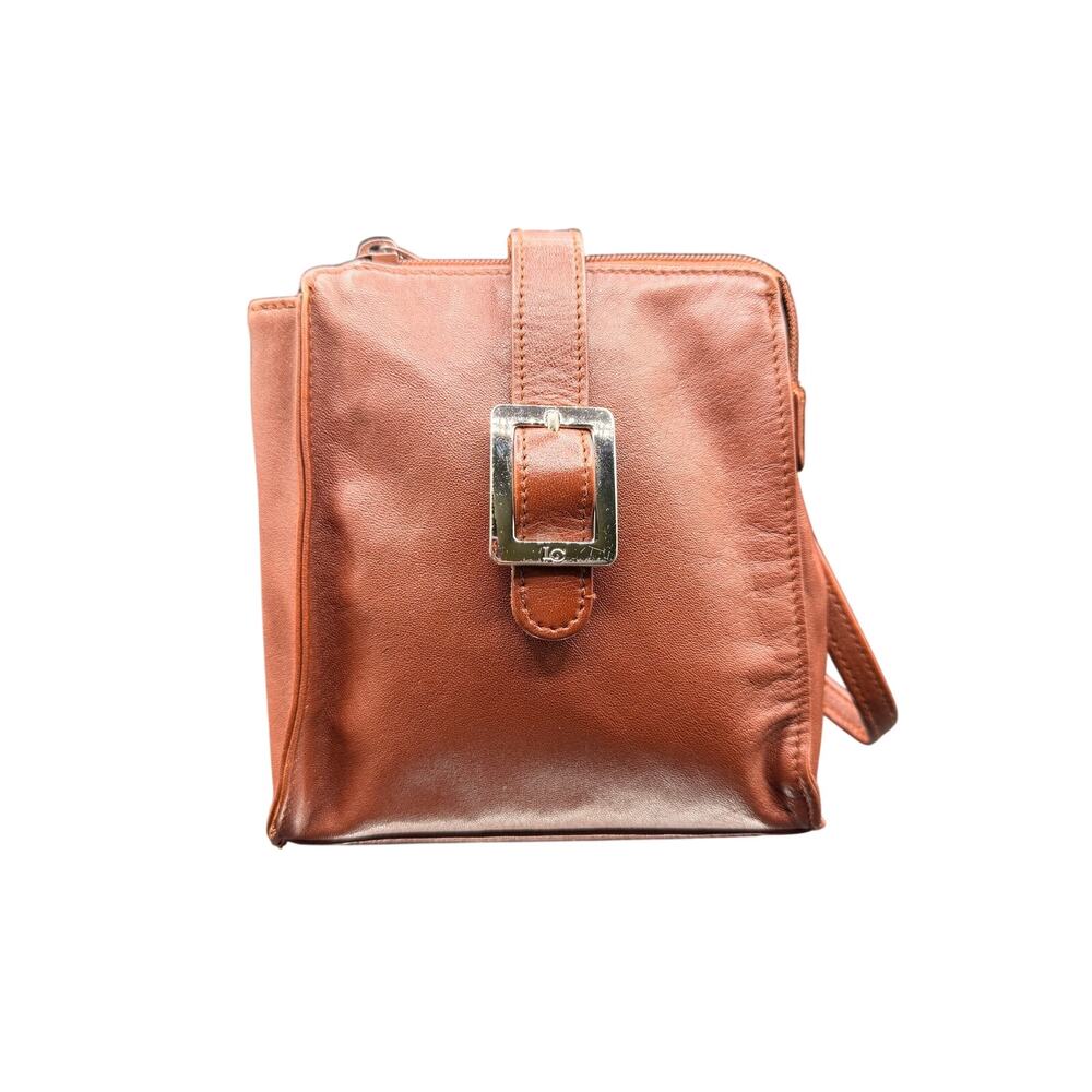 Leather Co Brown Leather Crossbody Bag Small Buckle Zip Purse